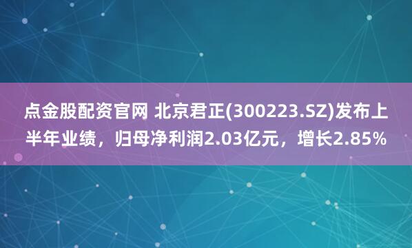 点金股配资官网 北京君正(300223.SZ)发布上半年业绩,归母净利润2.03亿元,增长2.85%